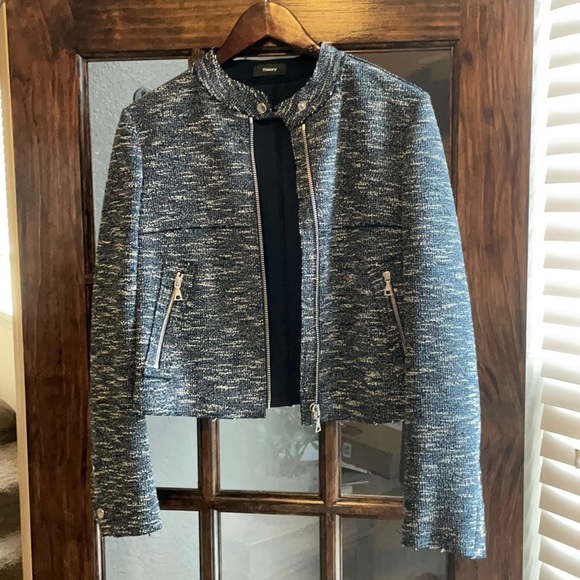 THEORY Navy Bavewick Branson Moto Jacket - SMALL - Picture 7 of 13